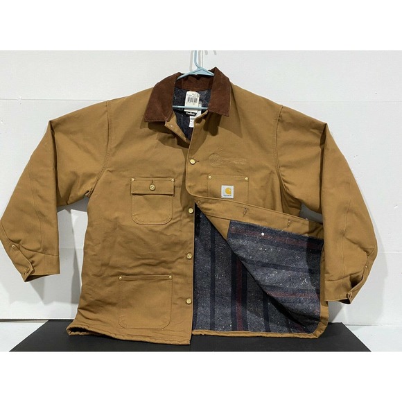 Carhartt Men’s Tan Blanket Lined Chore Work Jacket Sz 52 Reg Style C01 BRN New - Picture 1 of 12